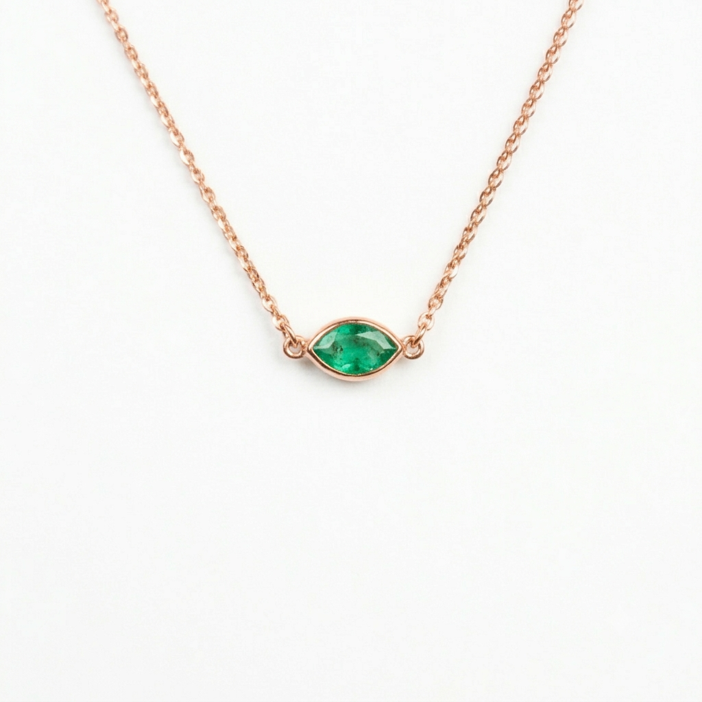 Collar Esmeralda Colombiana Corte Marquise en Bisel | Nécora