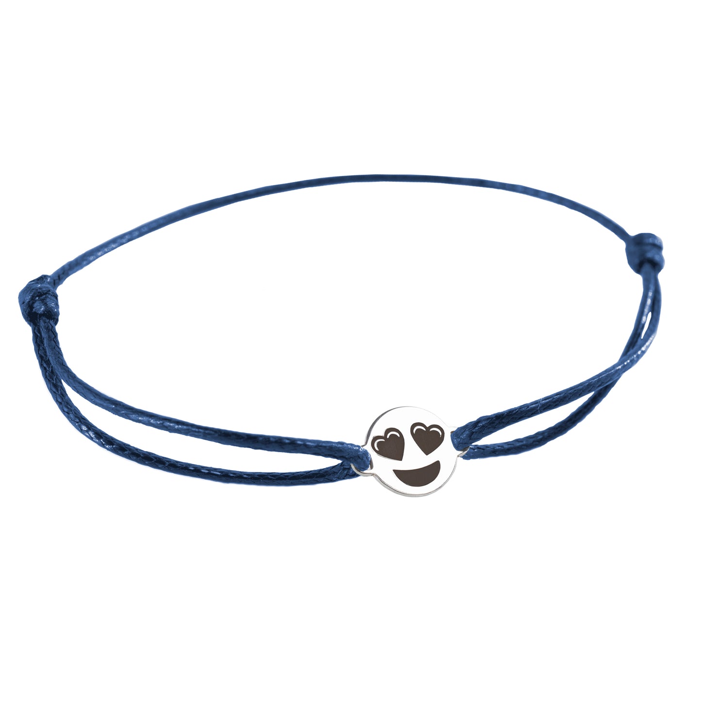 Pulsera Emoji Ojos Corazon de Plata.925 color Azul