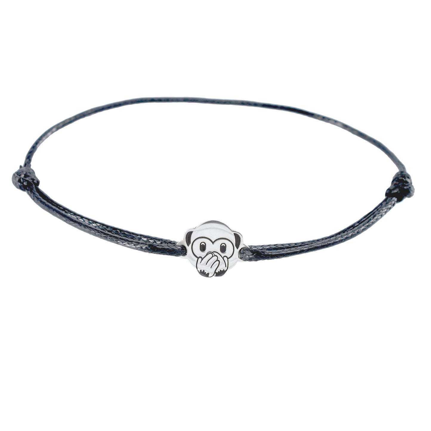 Pulsera Emoji Changuito No hablar mal de Plata.925 color Negro.