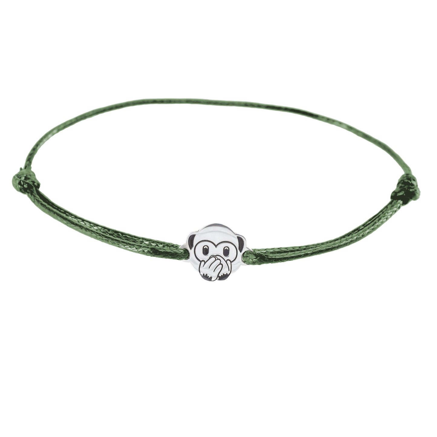 Pulsera Emoji Changuito No hablar mal de Plata.925 color verde.