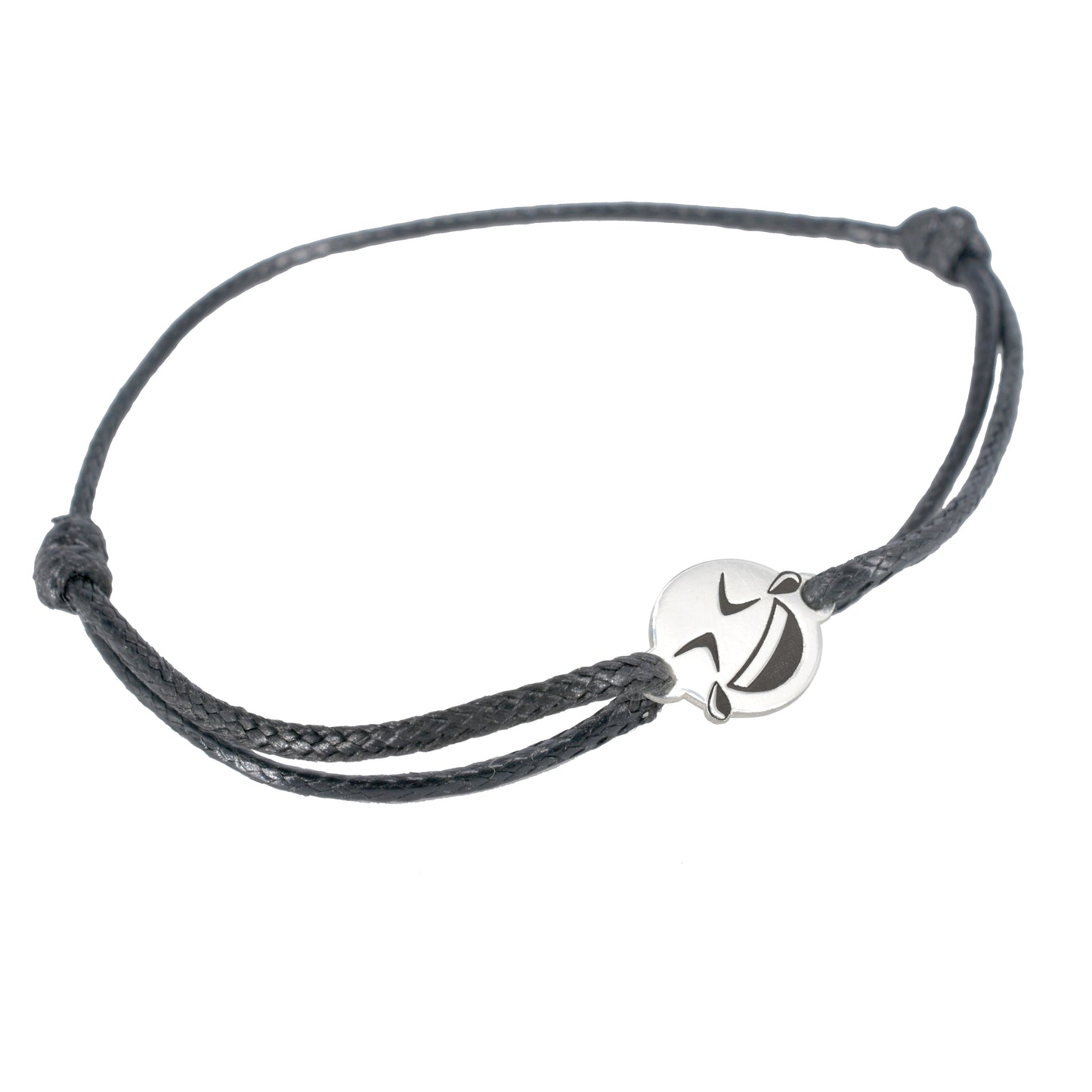 Pulsera Emoji Risas de Plata.925 color negro