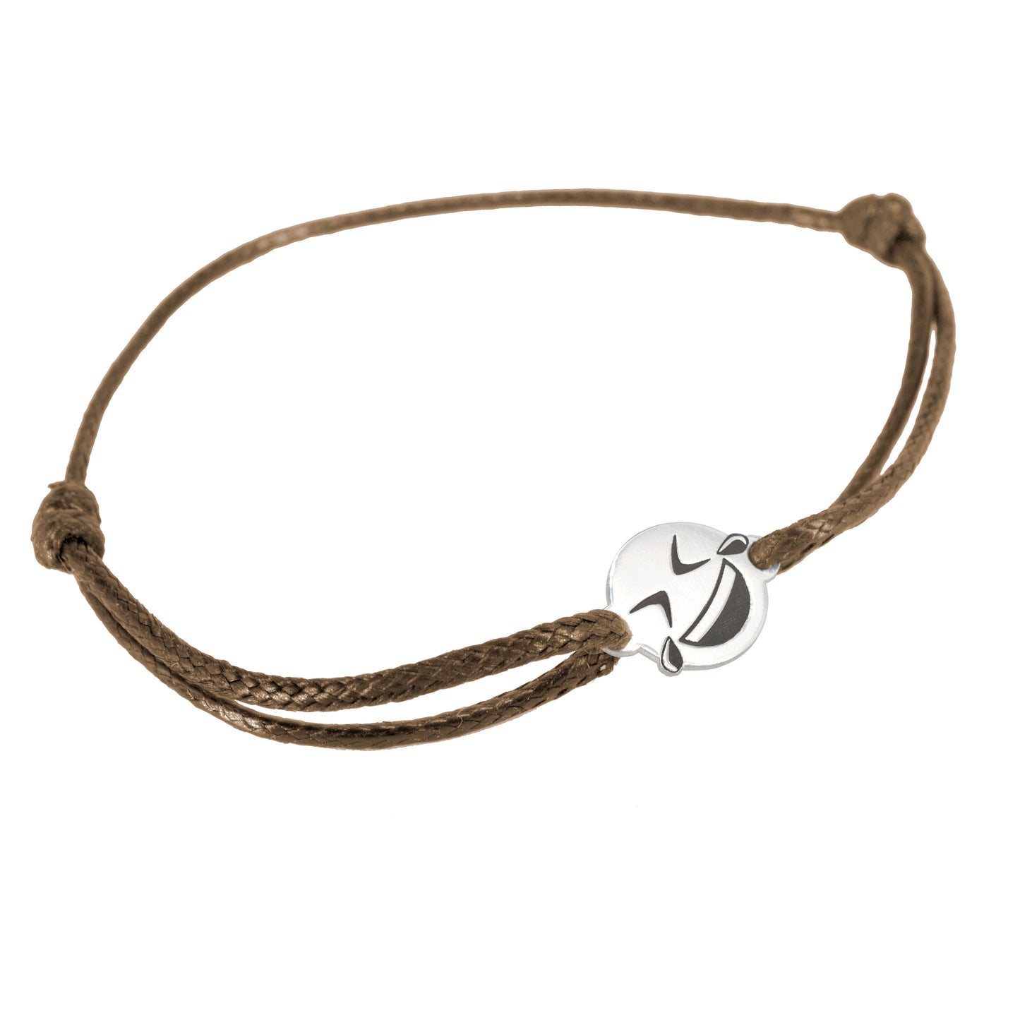 Pulsera Emoji Risas de Plata.925 color cafe.