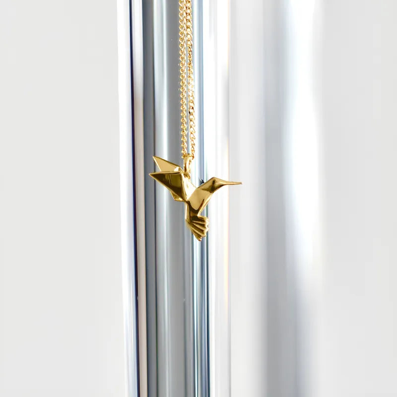 Colibrí Origami de Oro 14 K