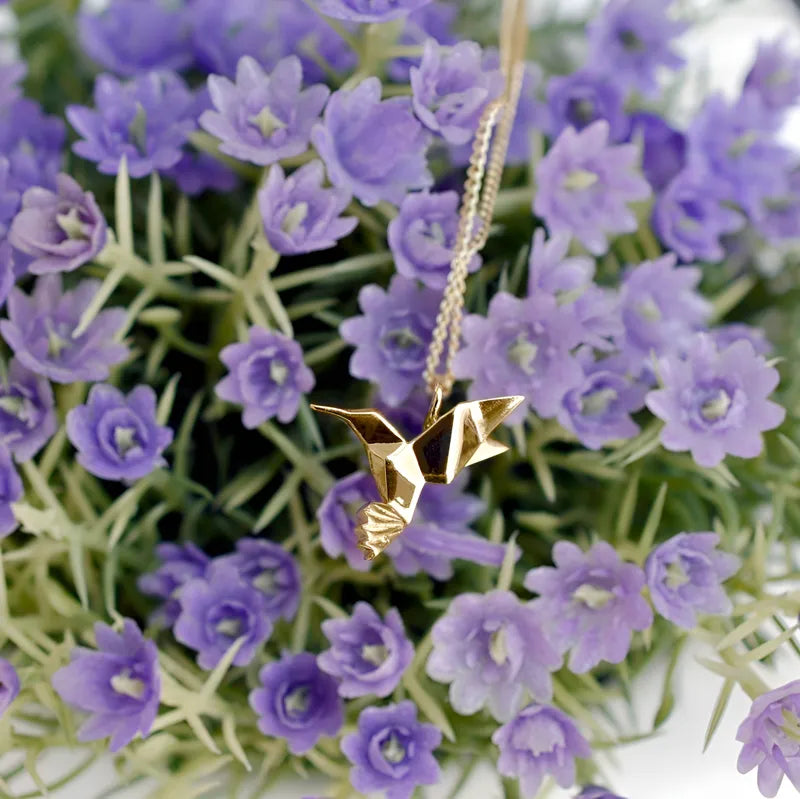 Colibrí Origami de Oro 14 K