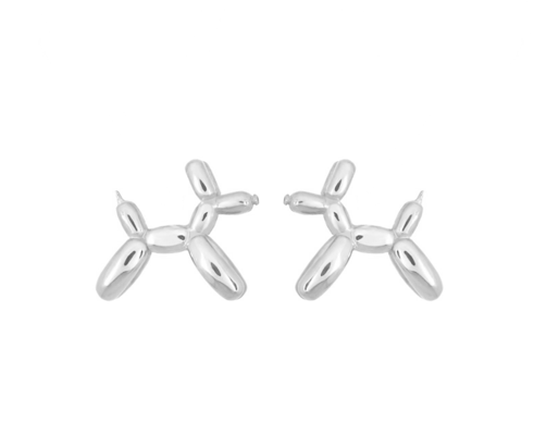 ARETES MINI PERRITO DE GLOBO PLATA .925