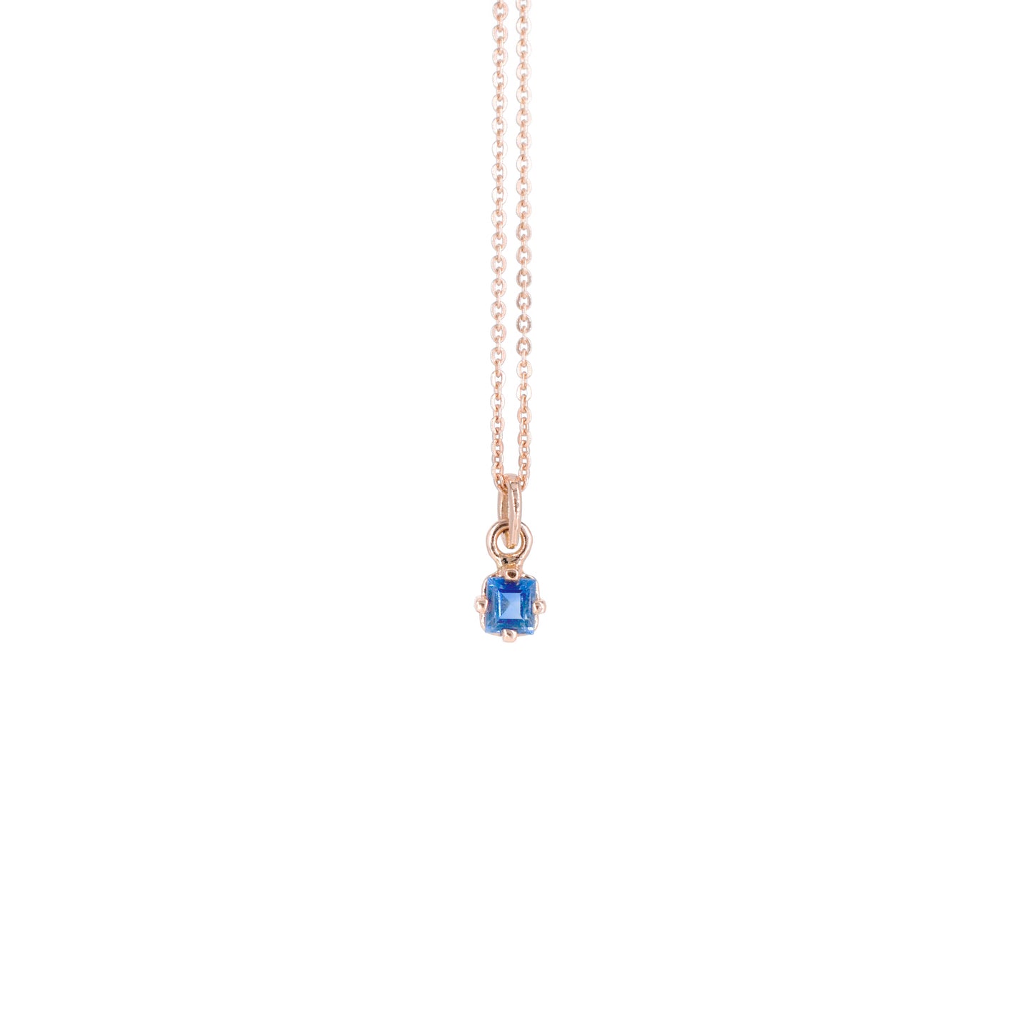 Collar Gemas Zafiro Natural / Cadena De Oro rosa 14k 40 cm.