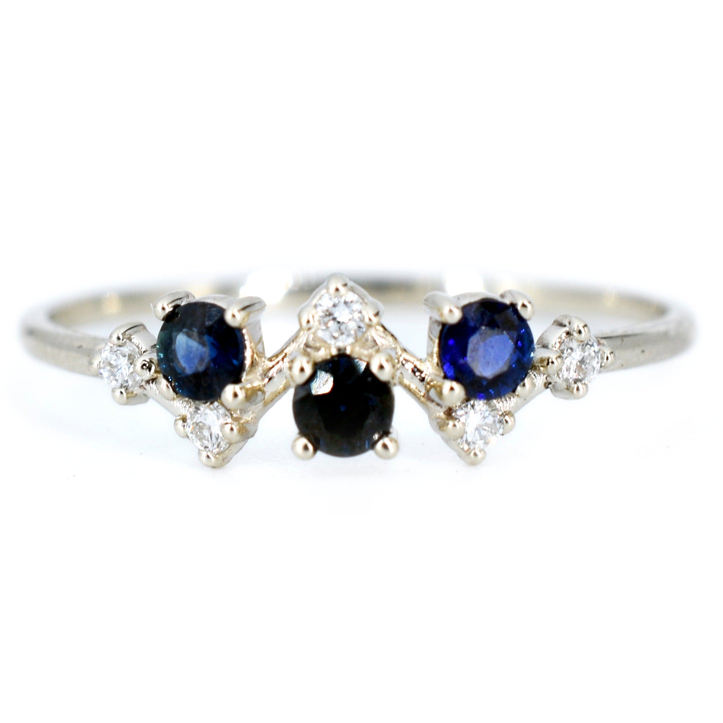 Anillo Racha Oro 14k Zafiros y Diamantes