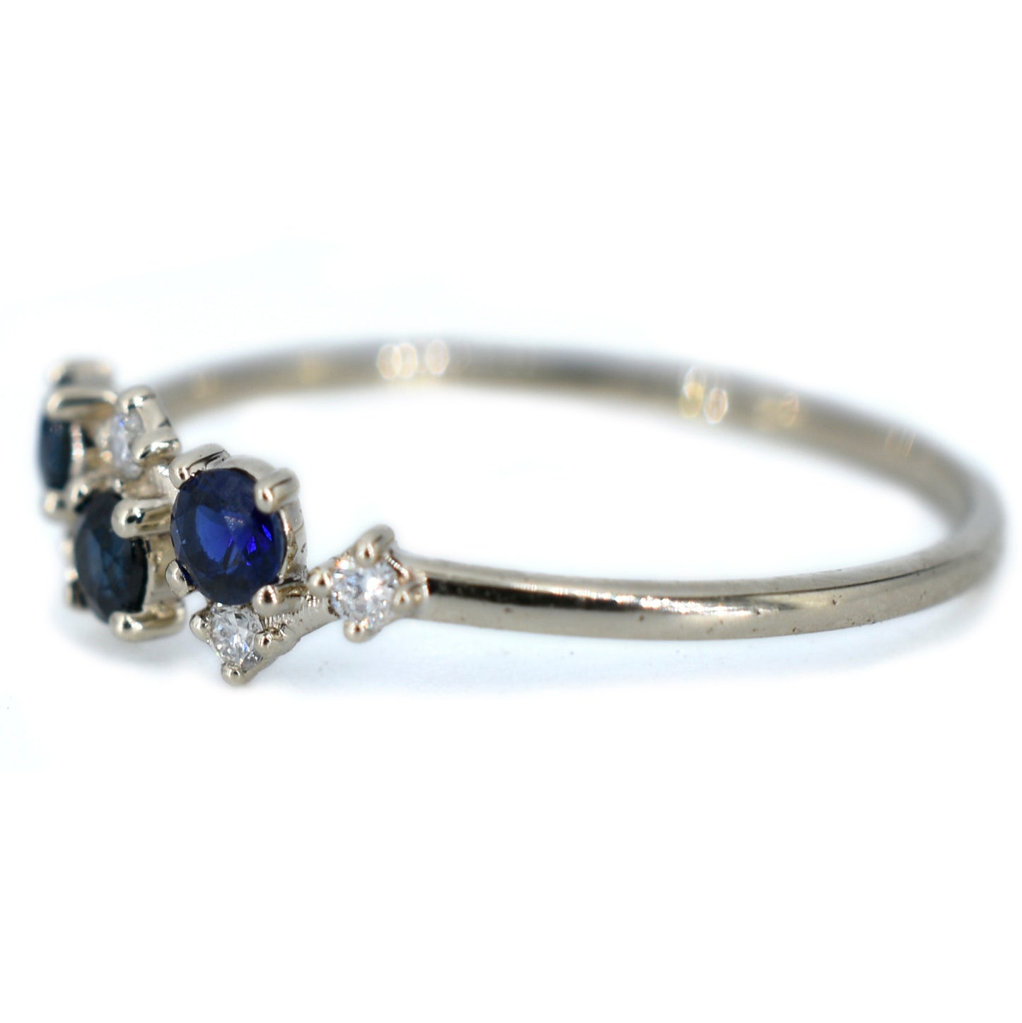 Anillo Racha Oro 14k Zafiros y Diamantes