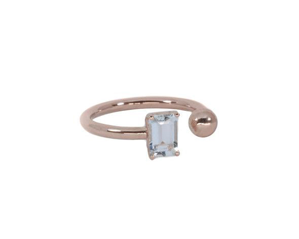 Anillo Aguamarina ajustable en Oro Rosa de 14K.