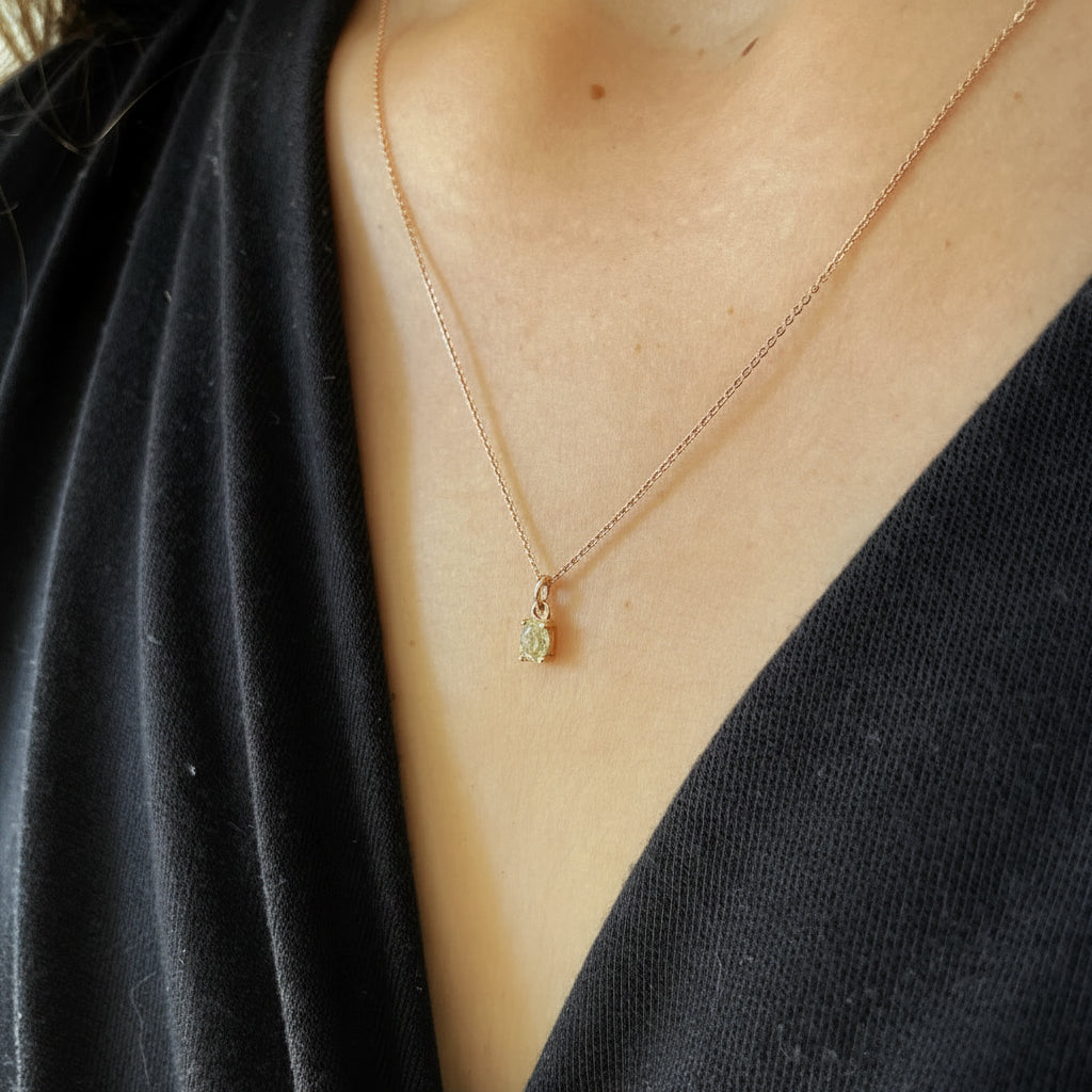 Collar Diamante Fancy Amarillo en Oro 14K | Nécora