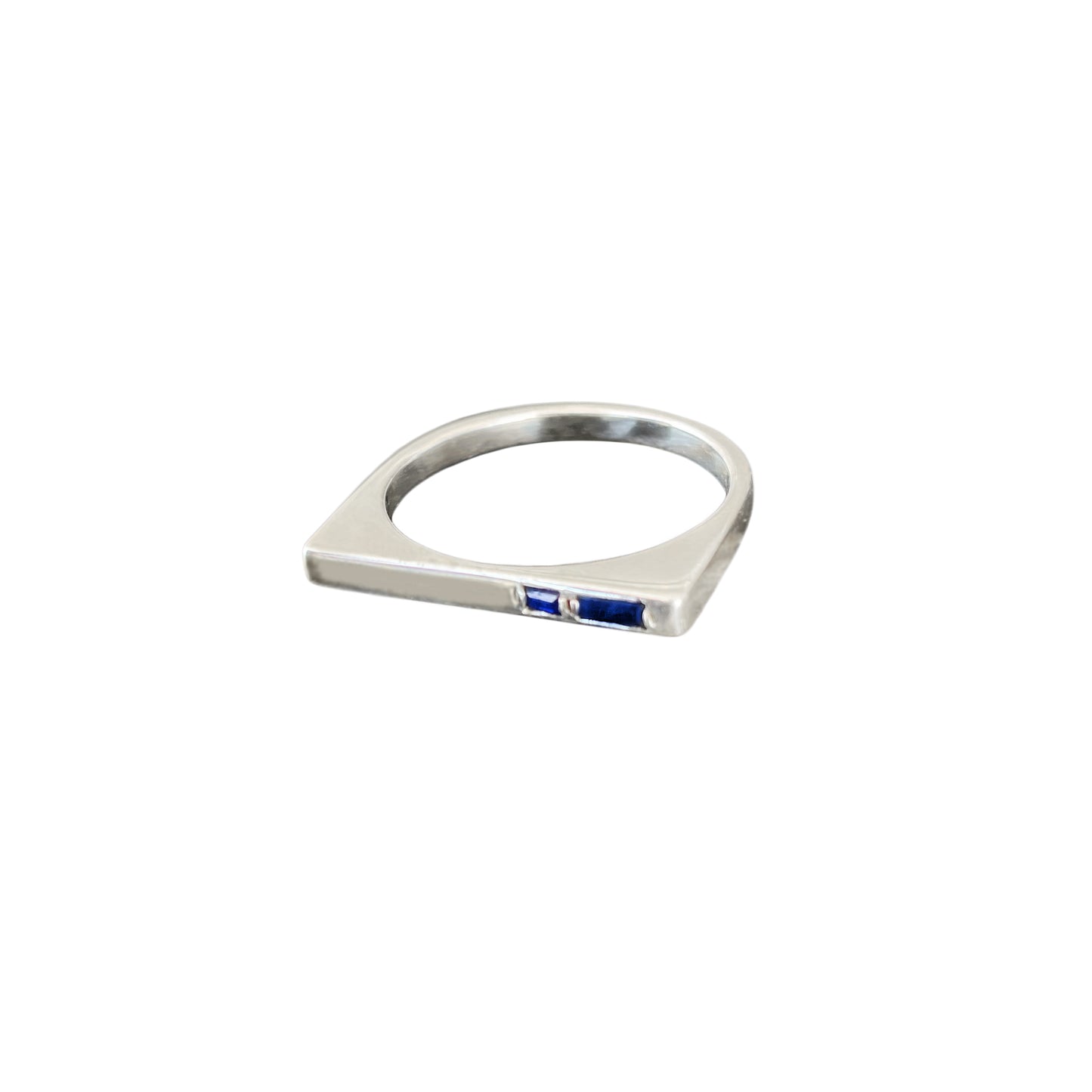 Anillo Zafiros Baguette Plata