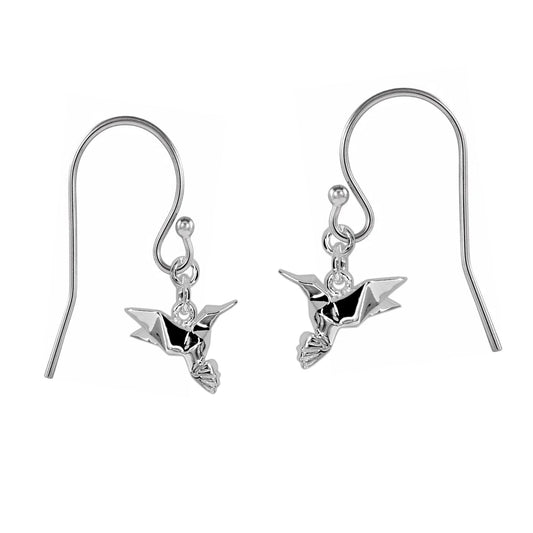 Aretes colibrí origami de plata