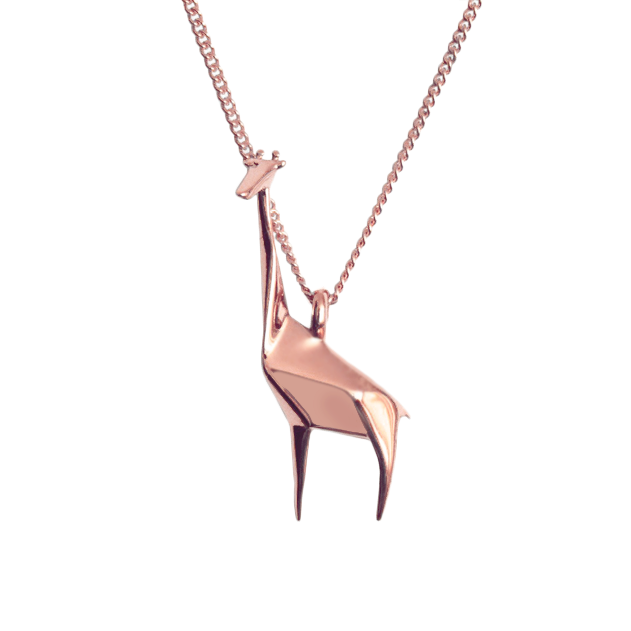 Collar Jirafa Origami de Plata .925 en Chapa de Oro Rosa