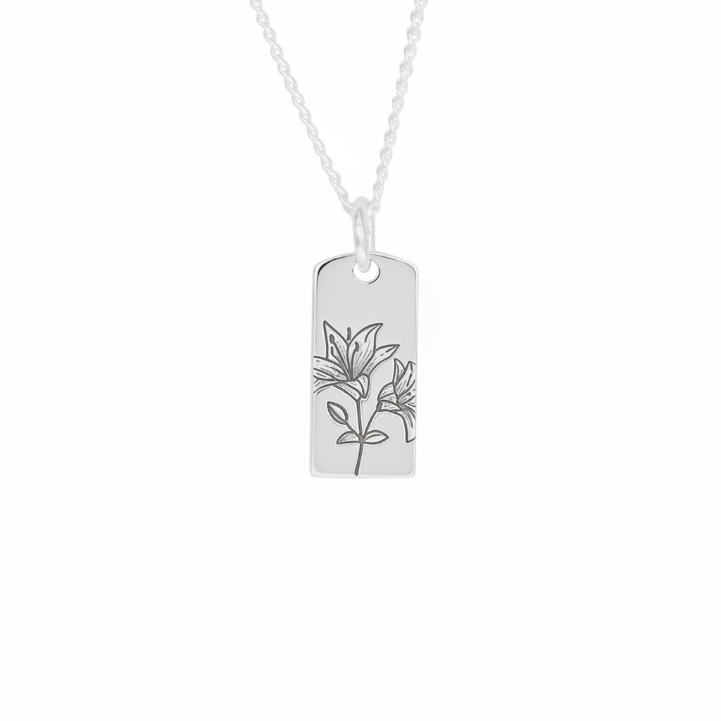 Collar flor Lirio de Plata.925
