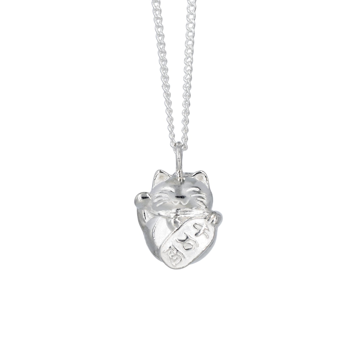 Dije de gatito de la buena suerte en plata