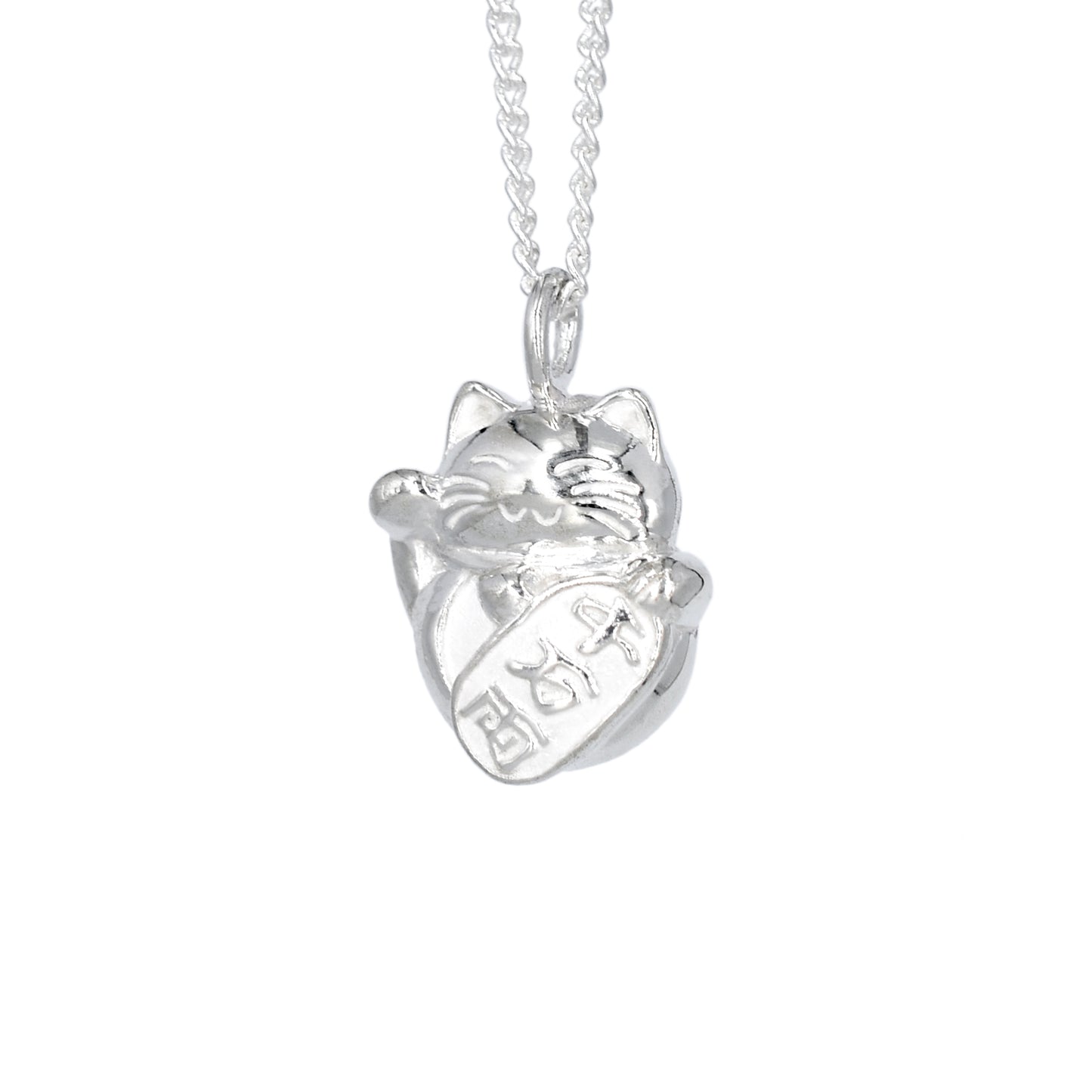 Dije de gatito de la buena suerte en plata