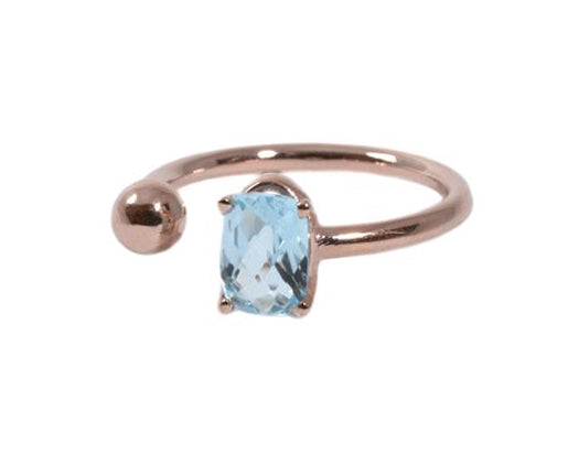 Anillo Topacio Azúl Ovalado