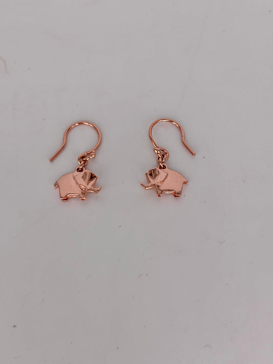 Aretes Elefante Origami en chapa de Oro Rosa