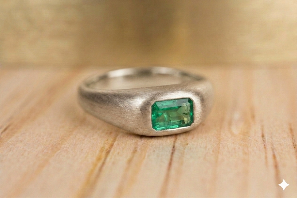 Anillo Chunky Baguette | Oro 14K con Gema Preciosa | Nécora