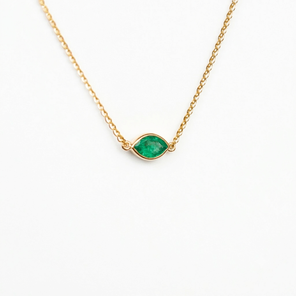 Collar Esmeralda Colombiana Corte Marquise en Bisel | Nécora