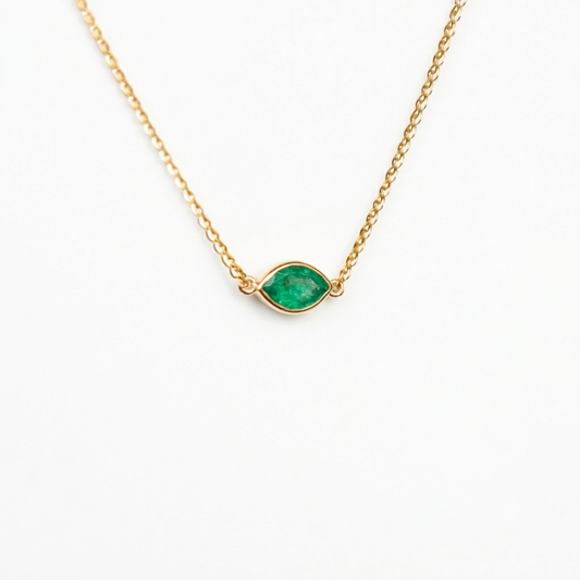 Collar Esmeralda Colombiana Corte Marquise en Bisel | Nécora