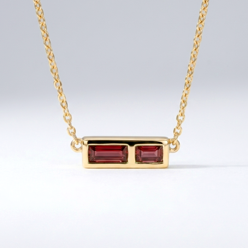 Collar Rubí Baguette Oro 14K | Nécora