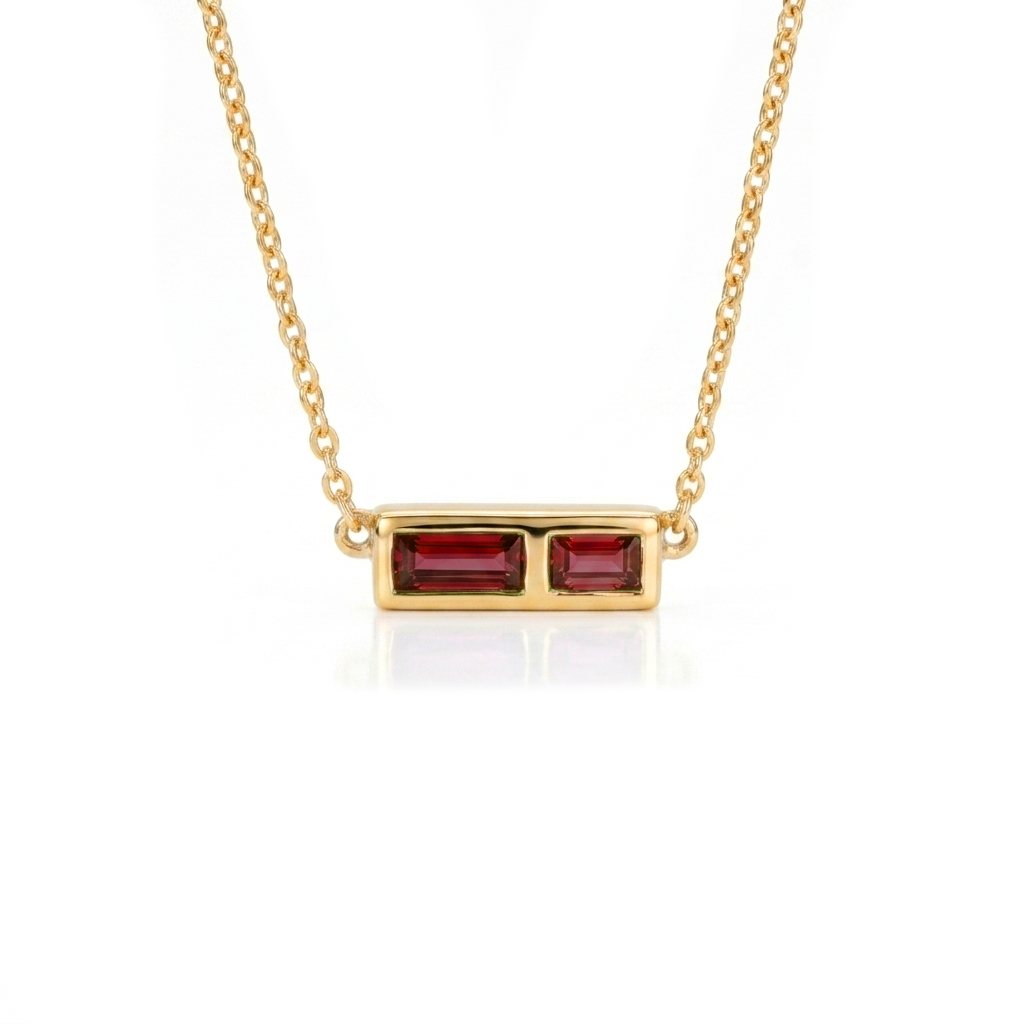 Collar Rubí Baguette Oro 14K | Nécora