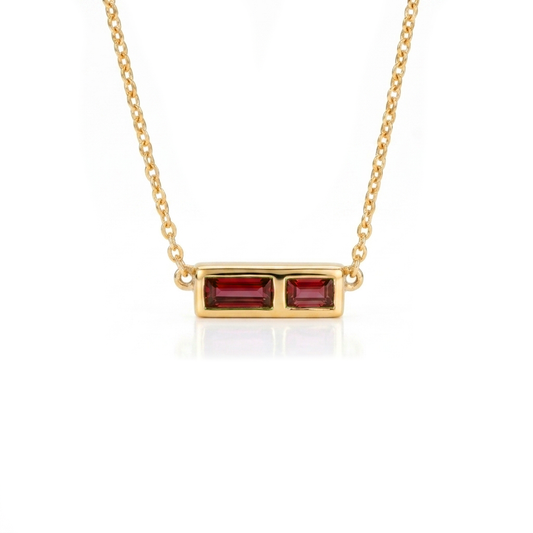 Collar Rubí Baguette Oro 14K | Nécora