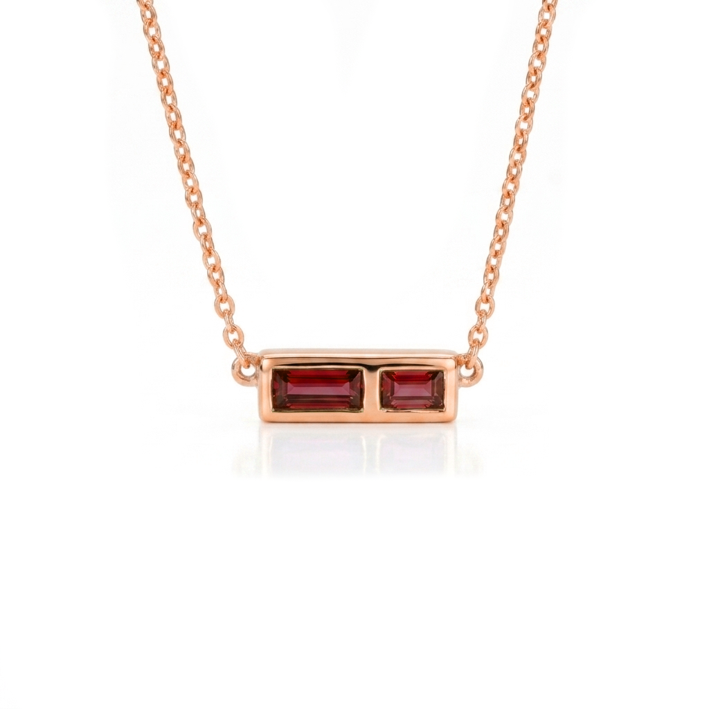 Collar Rubí Baguette Oro 14K | Nécora