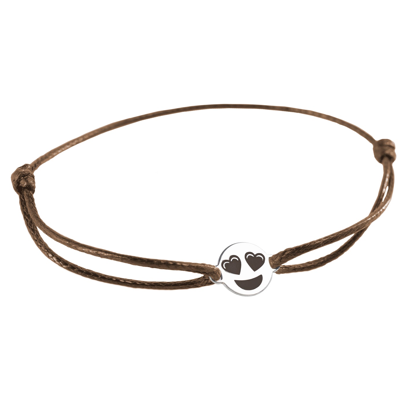 Pulsera Emoji Ojos Corazon de Plata.925 color Cafe