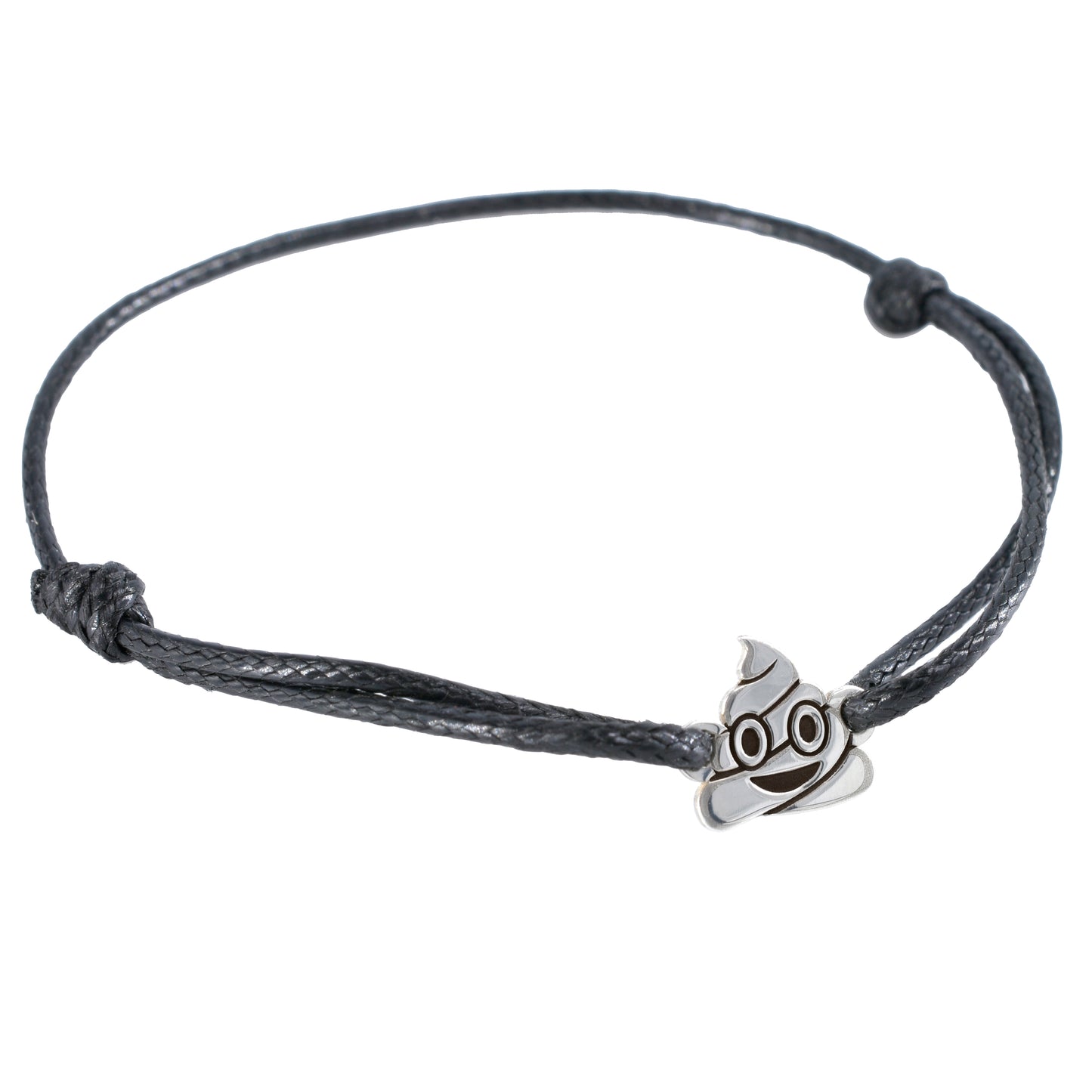 Pulsera Emoji Poop de Plata.925 color negro.