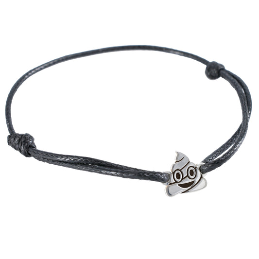 Pulsera Emoji Poop de Plata.925 color negro.