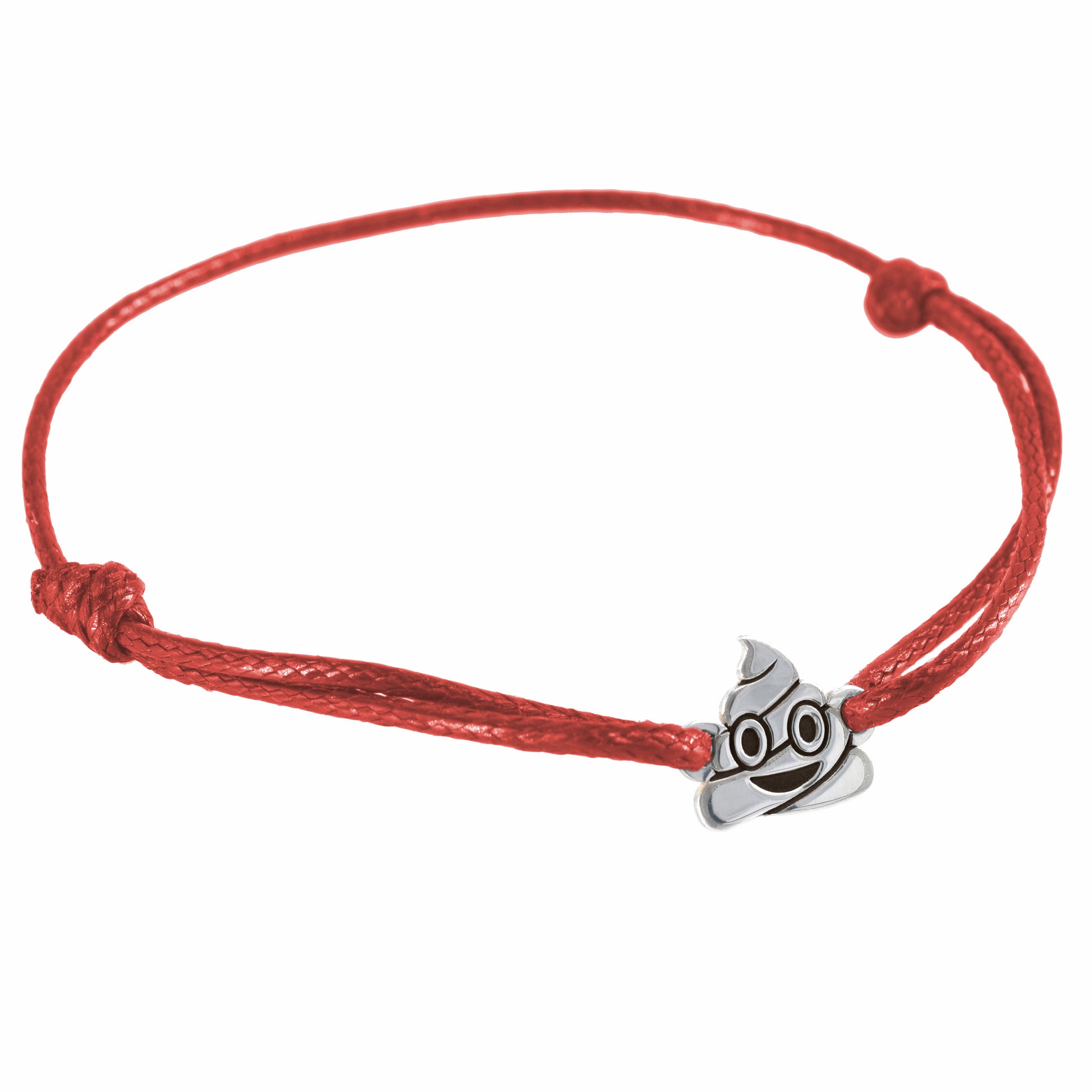 Pulsera Emoji Poop de plata.925 color Rojo