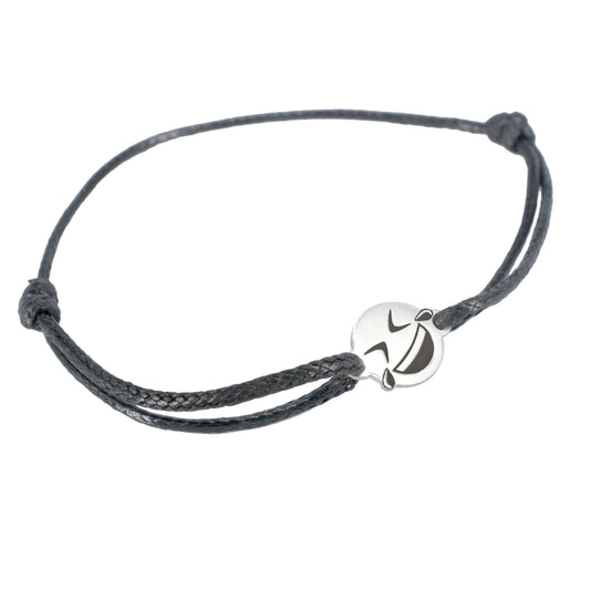 Pulsera Emoji Risas de Plata.925 color negro