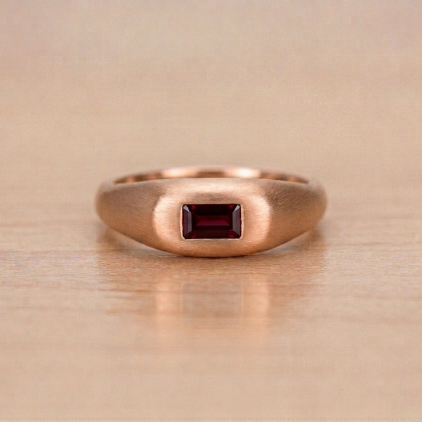 Anillo Chunky Baguette | Oro 14K con Gema Preciosa | Nécora