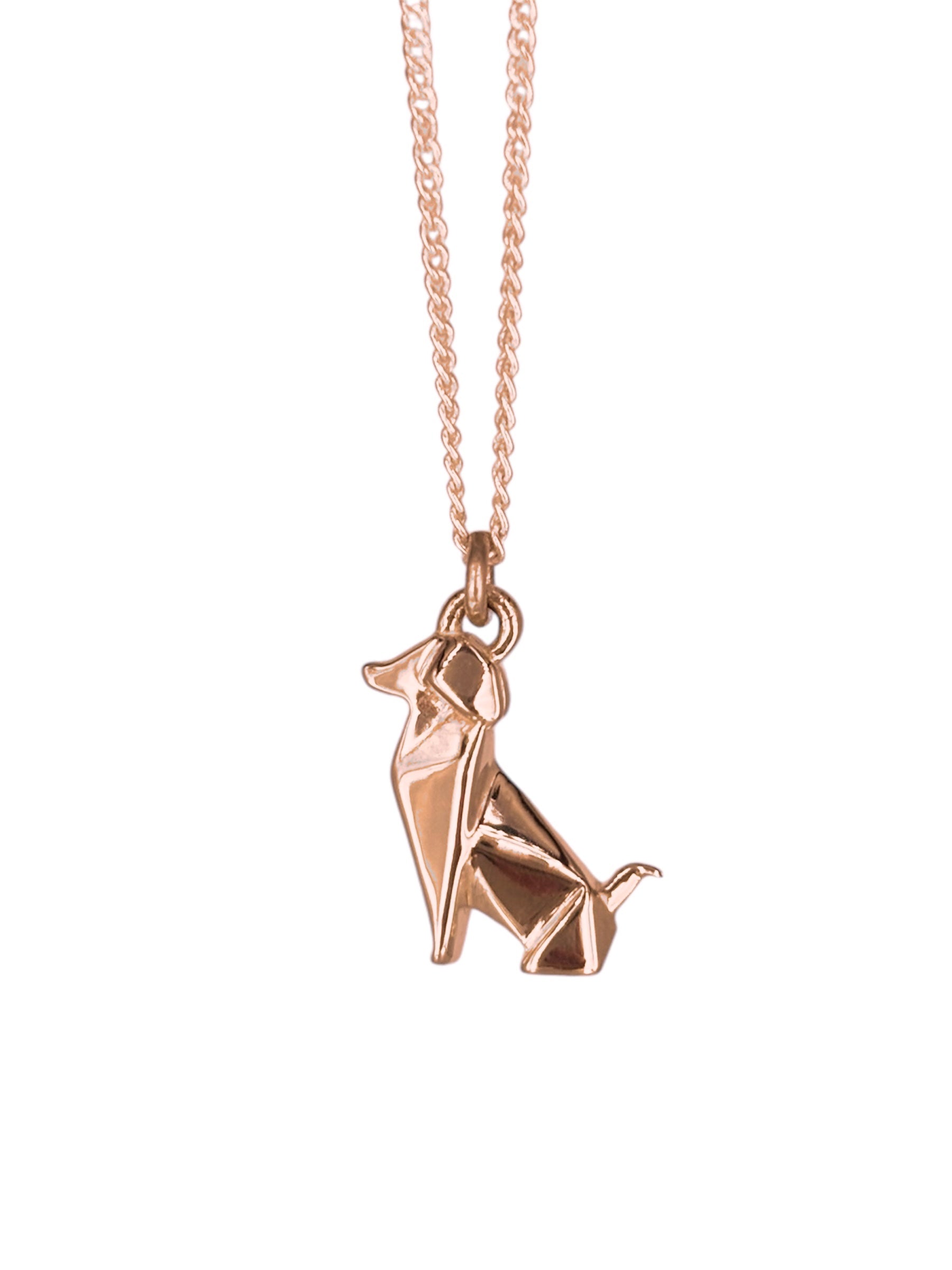 Dije Perrito origami de Plata.925 en chapa de Oro rosa