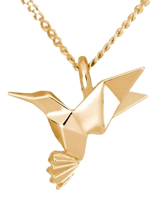 Colibrí Origami de Oro 14 K