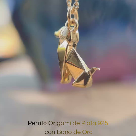 video perrito origami con baño de oro 