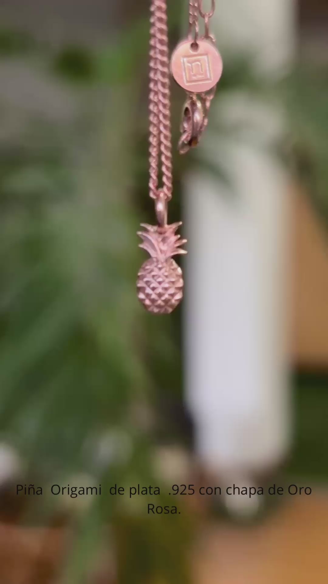 Video Dije Piña Origami con Chapa d3 Oro rosa 
