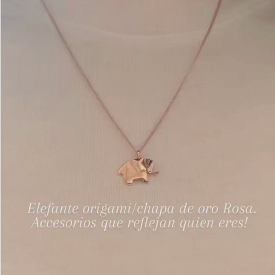 ELEFANTE ORIGAMI DE PLATA N CHAPA DE ORO ROSA :)