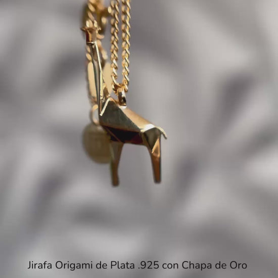 Video Jirafa Origami de Plata con Chapa de Oro