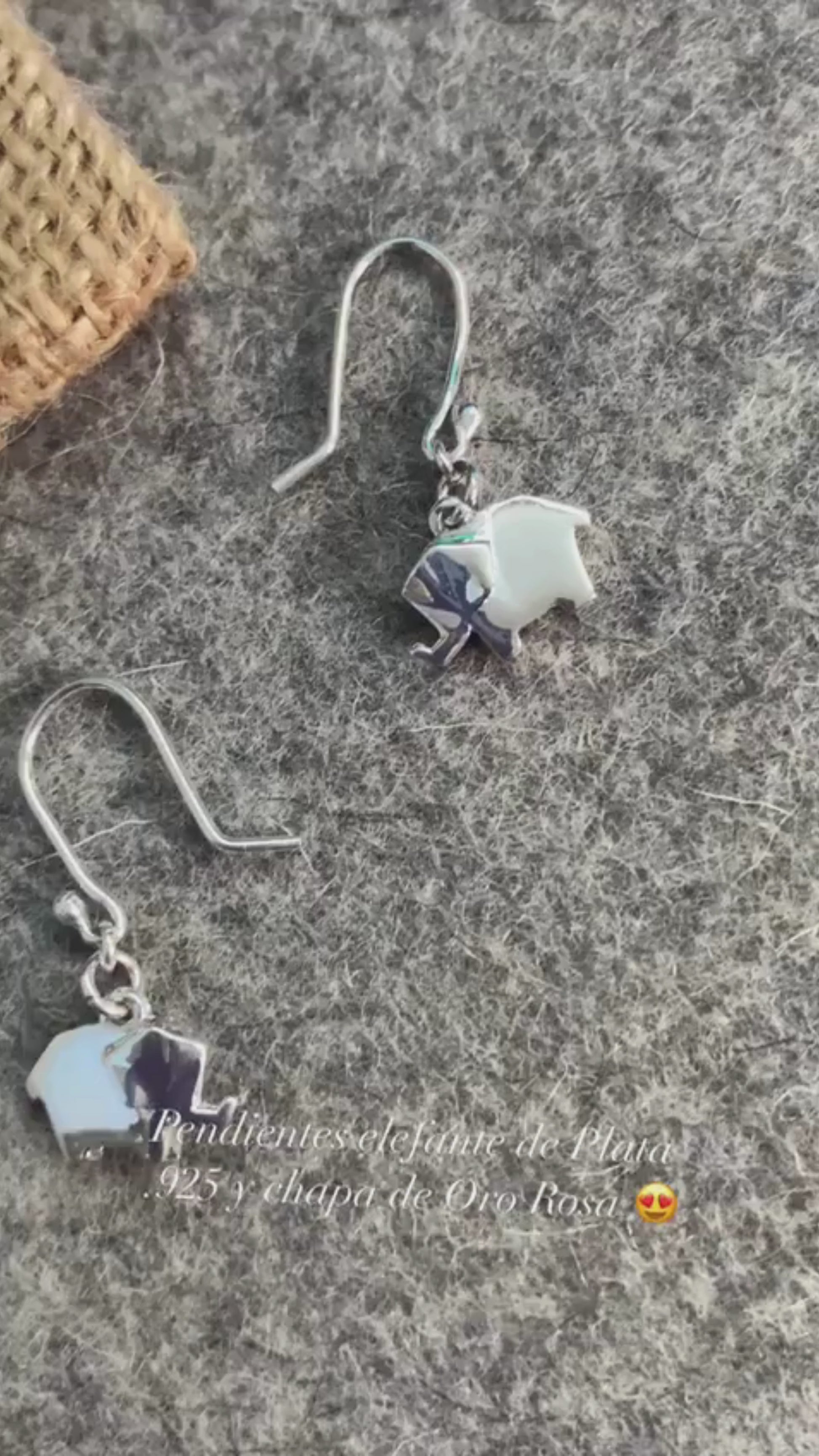 PENDIENTES ELEFANTE ORIGAMI DE PLATA .925 / EN CHAPA DE ORO ROSA