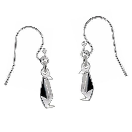 Aretes colgantes pinguino origami plata