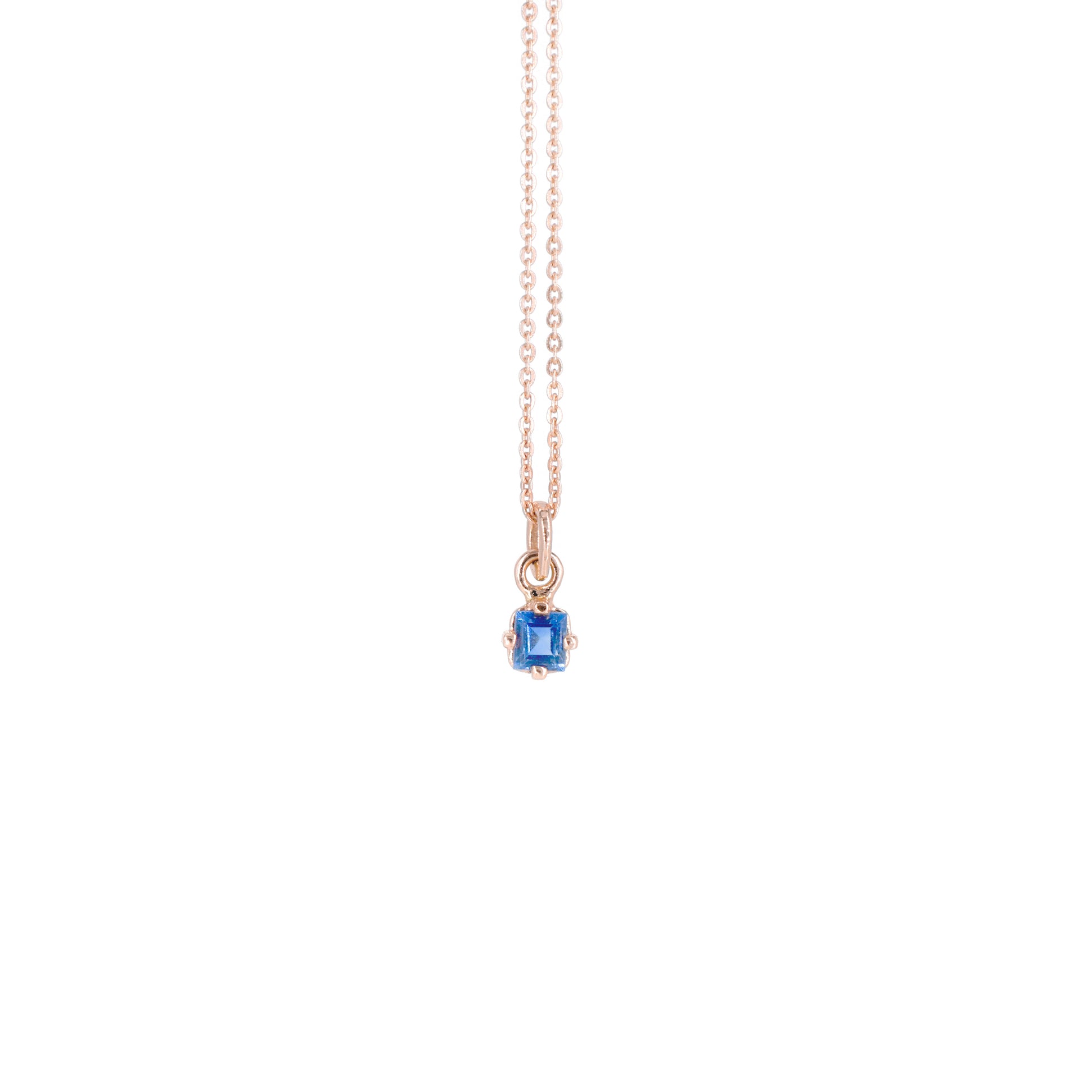 Collar Gemas Zafiro Natural / Cadena De Oro rosa 14k 40 cm.
