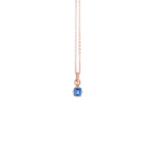 Collar Gemas Zafiro Natural / Cadena De Oro rosa 14k 40 cm.
