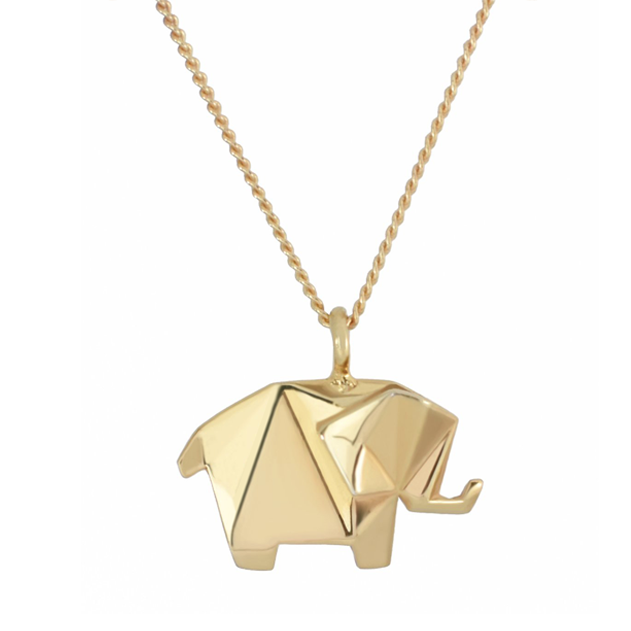 Collar Elefante Origam de Plata.925 con Chapa de Oro Amarillo 