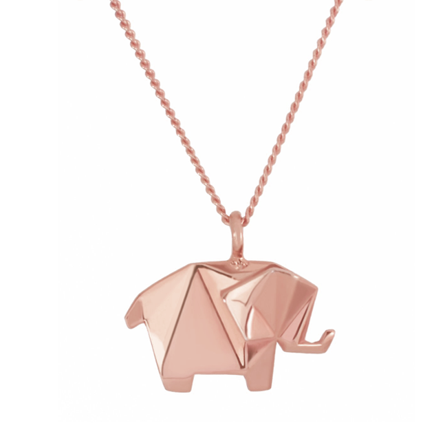 Collar Elefante Origami de Plata.925 con Chapa de Oro Rosa