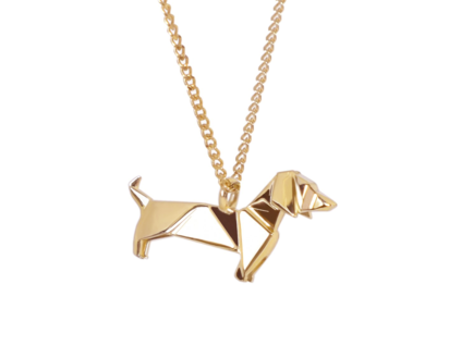 Perro Salchicha Origami en oro