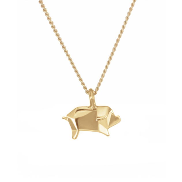 collar cerdito dorado
