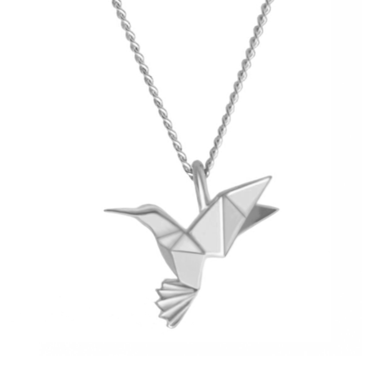 collar colibri plata